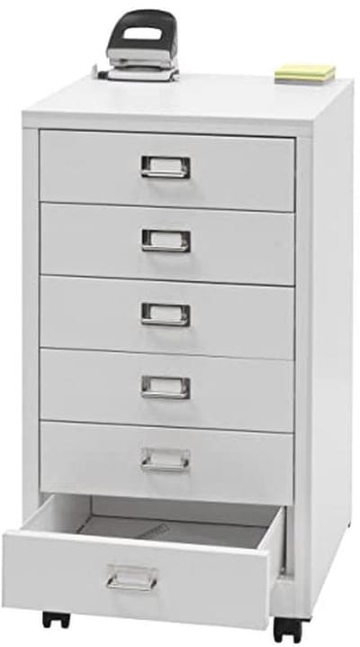 Rolcontainer ladekast met 6 laden en wieltjes - Stalen archiefkast voor kantoor - 75x40x41cm