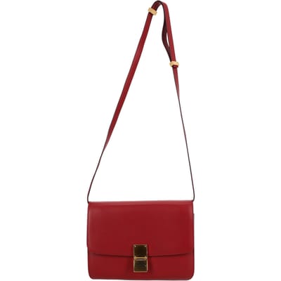 Celine Medium Classic Box schoudertas in bordeauxrood kalfsleer