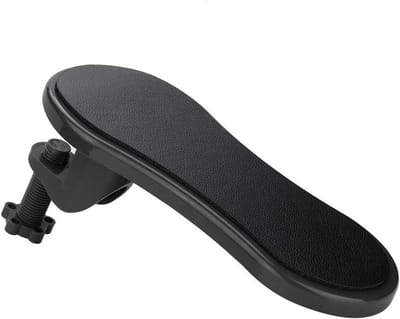 Wrist Rest Armrest, 180 Degree Rotatable Ergonomic Shape Computer Arm Elbow Support Stand Adjustable Extension (Black)
