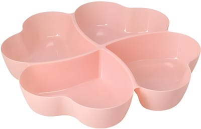 Excellent Houseware Snackschaal / serveerschaal - met vakverdeling - roze - kunststof - D32 cm - Serveerschalen