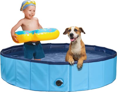 Hondenzwembad 120x30 | Opvouwbaar zwembad voor honden en kinderen | Multifunctioneel | Antislip | Inclusief badborstel & reparatieset
