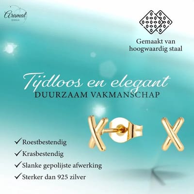 Aramat Jewels | Oorbellen | Goudkleurige Stalen Kruisjes Oorbellen 6mm – RVS | Goudkleur | |6mm | Staal | Kinderen, Volwassenen | Verkleurd niet