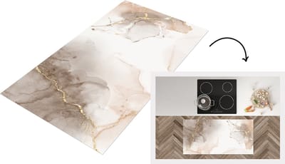 Keukenloper - Loper keuken - Marmer - Goud - Sepia - 120x60 cm - Keukenloper vinyl