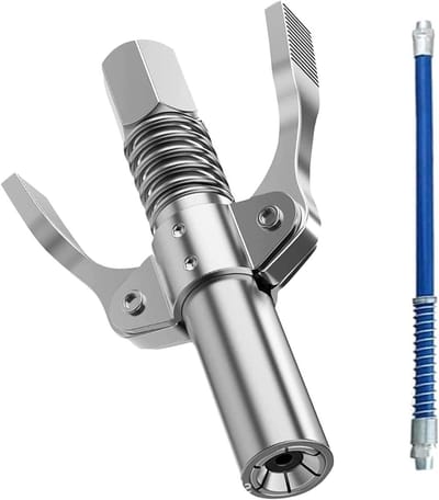 Grease press coupling double handle grease press points 1-8-inch NPT quick lock and release compatible with all grease press couplings with 30 cm hose.