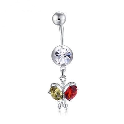 Aramat Jewels | Navelpiercings | Stalen Navelpiercing met Vlinder en Zirkonia | | | |8mm | Staal | Volwassenen | Verkleurd niet