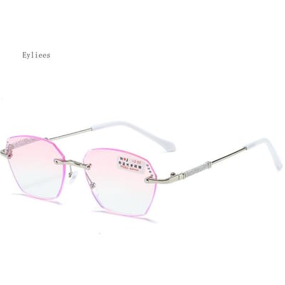 Dames Vrouwen Luxe Leesbril Unisex Trendy Randloos Verzicht Bril Vrouwelijk Mode Retro Verloopkleur Presbyopie 0