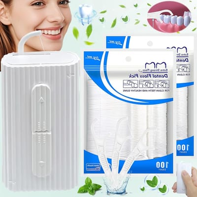 Witte Draagbare Automatische Flosdoos, Navulbare Flosdispenser met 210 Flosstokken voor Thuis en Reizen, Ideaal voor Tandenreiniging en Mondhygiëne