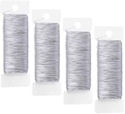 0,35 mm x 200 m, dun knutseldraad, 4 rollen draad voor het knutselen, sieradendraad, bloemendraad, zilveren bloemistendraad, wikkeldraad, knutseldraden voor handwerk, sieraden maken, knutselwerk