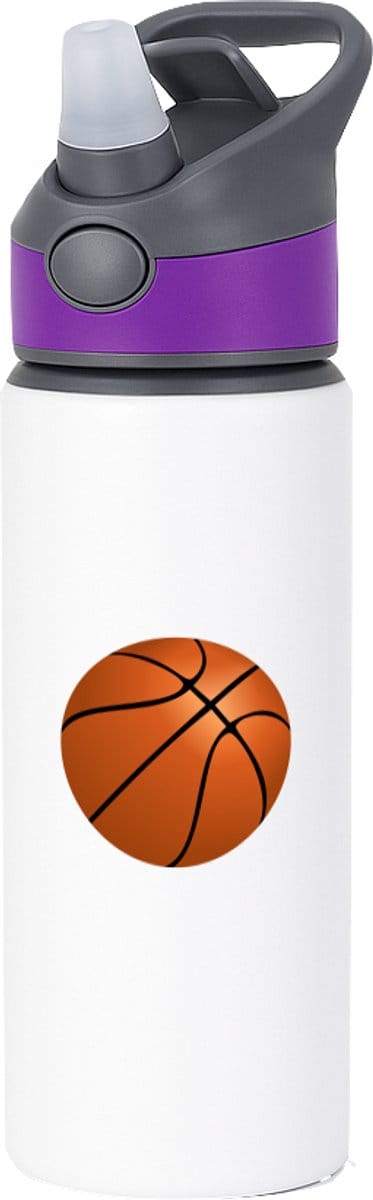 Hacebo® - Basketballen waterfles met rietje paars - Basketbal - Basketballers - Sport - bal - Hooper - water fles - 650ML