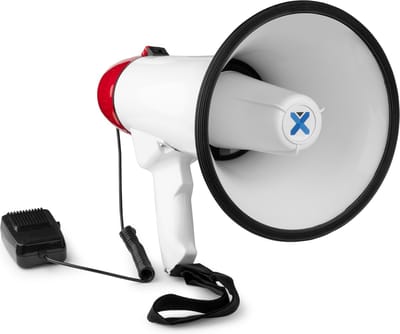 Megafoon met sirene en opnamefunctie - Vonyx MEG045 Megafoon - Met Bluetooth en USB - 45W - Wit