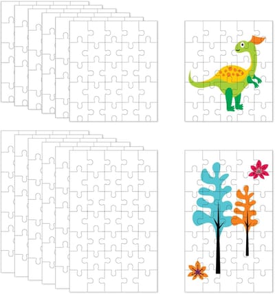 Dailygoods- Puzzel 12 Stuks - Blanco Puzzel 15x10 cm / 10x10 cm - Doe-Het-Zelf Puzzel - Gepersonaliseerde Puzzel - Hoogwaardig Materiaal - Veilig en Duurzaam