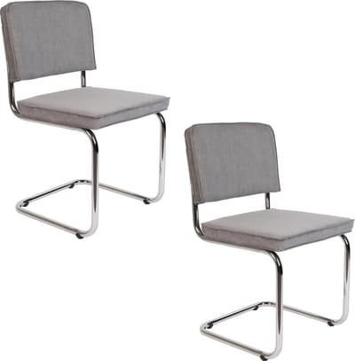 Zuiver Ridge Rib Eetkamerstoelen Lichtgrijs - Set van 2