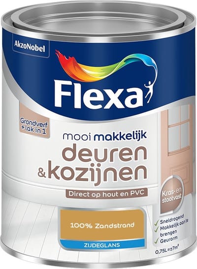 Flexa - Mooi Makkelijk Deuren & Kozijnen Zijdeglans - 100% Zandstrand - Mengverf - 750 Ml