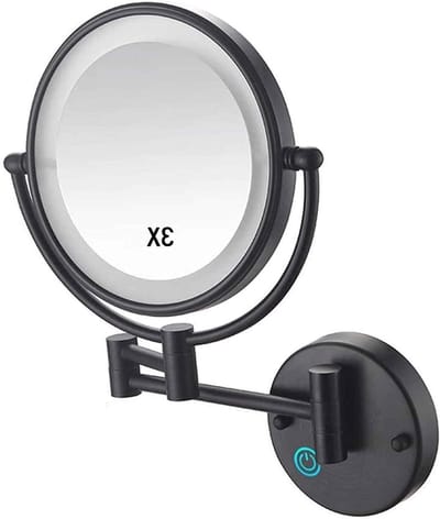 Wand Make-up Spiegel - Vergrotende Spiegel - Perfecte Make-up - 360 Graden Rotatie - 20 cm Diameter - Mat Zwart