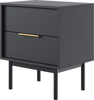 Selsey Nachtkastje Viviaro - 54 cm Zwart - met twee lades
