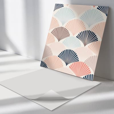 Wallfluent Vinyl Tegels - Waaierpatroon in Golven Wand PVC Tegels - 30 cm x 30 cm - Beige Vinyl Tegels - 9 stuks - Vierkant PVC Tegels - Patroon Plaktegels - Vinyl Tegels Zelfklevend - Plaktegels Keuken en Badkamer