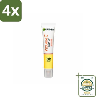 Garnier - SkinActive - UV Fluid - Vitamine C - Anti-Pigmentvlekken - SPF 50+ - 40 ml - Voordeelverpakking - 4 stuks - Anti pigmentvlekken - Dagcrème