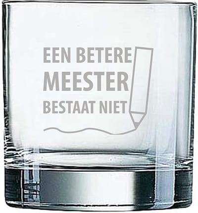 Gegraveerde Whiskeyglas 38cl een betere meester bestaat niet