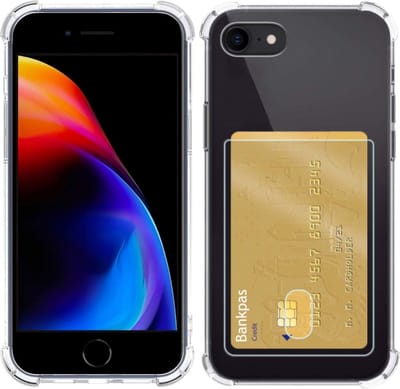 Hoesje Geschikt voor Apple iPhone 7 - Met Pashouder en Kaarthouder - Telefoon Hoes Shockproof - Siliconen Case - Back Cover - Shock Proof - Pasjes Houder - Transparant