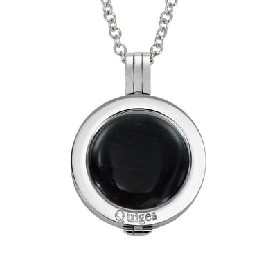 Quiges Munthouder met Ketting en Munt 25mm Cat's Eye Zwart - RVS Zilverkleurig - EPRHZ482