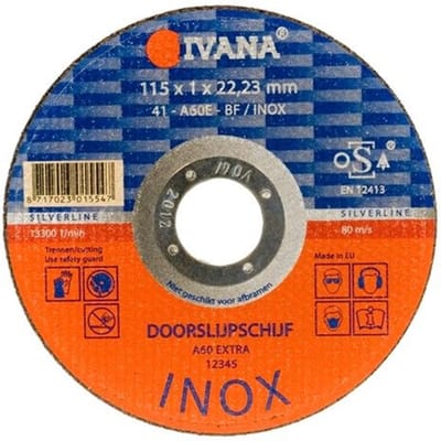 Ivana Doorslijpschijf Inox Vlak 115x1x22.2mm