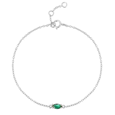 Elenza Zilveren Armband met Groene Edelsteen en Minimalistisch Ontwerp