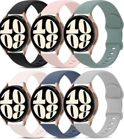 Podec Smartwatch Multicolor Set van 6 - Siliconen Bandje 20mm - Horlogebandje geschikt voor Samsung Galaxy Watch Active / Active2 40 & 44mm / Galaxy Watch 3 41mm / Galaxy Watch 42mm / Galaxy Watch 4 & 4 Classic / Watch 5 / 5 Pro / Watch 6 / 6 Classic