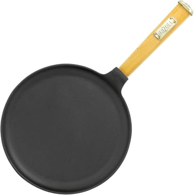 Gietijzeren pan - Koekenpan Omlettpan - Pannenkoeken bakken - Afschroefbaar handvat - 24 cm diameter - Zwart