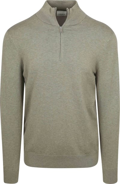 Profuomo Half Zip Pullover Luxury Basic Groen - Maat XL - Heren - Pullovers