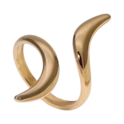 Aramat Jewels | Ringen | Grote Brede One Size Ring RVS met Lijnen Design (32 mm) | Goudkleur | |30mm | Staal | Volwassenen | Verkleurd niet