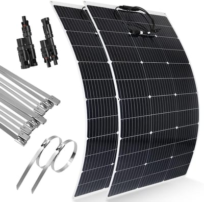 Flexibel Zonnepaneel - Draagbaar PV Paneel - Energie Opwekken - Ultradun Lichtgewicht - 2 x 120W - Zwart