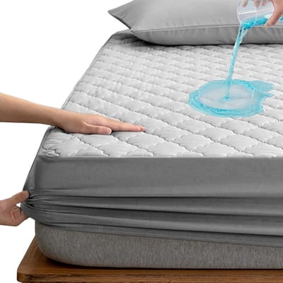Ademende Waterdichte Matrasbeschermer 180x200 cm - Wasbare Quilted Fitted Sheet voor Matrasbescherming tot 27 cm Hoog