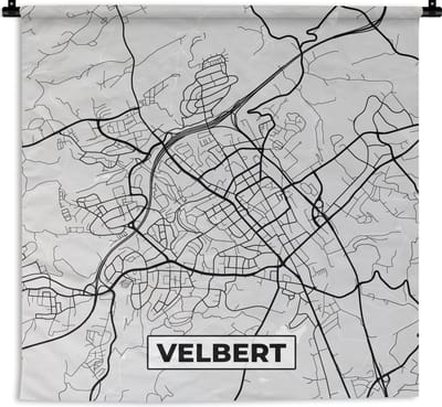 Wandkleed - Wanddoek - Duitsland - Plattegrond - Velbert- Kaart - Stadskaart - 180x180 cm - Wandtapijt