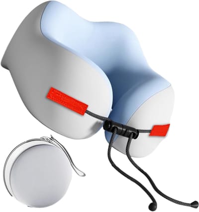 Générique Nekkussen voor op reis, ergonomisch dutje en slaapkussen, ademend kussen met verstelbaar trekkoord, voor bed, stoel, verzorging, werk, wandelen, kamperen, reizen, veelzijdig