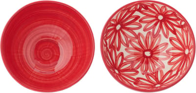 J-Line kom Bloemen - keramiek - large - set van 3
