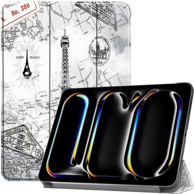 Coverup Tablethoes geschikt voor iPad Pro 11 (2024/2025) Hoesje - Tri-Fold Book Case met Wake/Sleep - Eiffeltoren