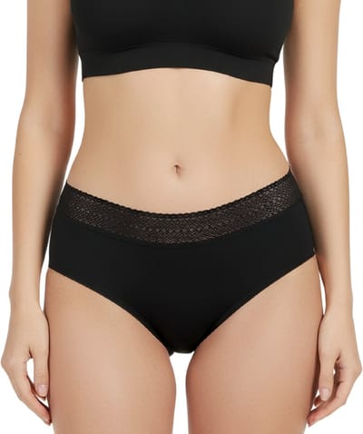 Menstruatie Slip - Lotte - 4 Laags - Maat S - Zwart - Lekvrij Menstruatie Ondergoed met Kant - Period Underwear - Bamboe Dames Ondergoed - Incontinentie Ondergoed - Wasbaar - Herbruikbare Inlegkruisjes - Tampons - Maandverband - Incontinentiebroekjes