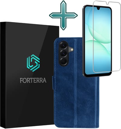 Hoesje Met Screenprotector - Geschikt voor Samsung Galaxy A17 - Luxe Pasjeshouder - Flipcase - Bookcase Portemonee - Flip Case - Kunstleer Book Case - Book Cover - Walletcase - Portemonneehoes - Donkerblauw