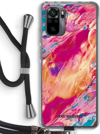 Case Company® - Hoesje met koord geschikt voor Xiaomi Redmi Note 10 Pro hoesje met Koord - Pastel Echoes - Telefoonhoesje met Zwart Koord - Bescherming aan alle Kanten en Over de Schermrand
