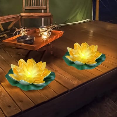 Dutchers® Solar Lotusverlichting – Drijvende ledlampen - Set van 2 - Solar Tuinverlichting - Tuinlampen - Decoratielampen tuin - Buitenverlichting