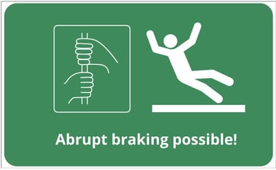 Bord met tekst Abrupt braking possible - kunststof 200 x 120 mm