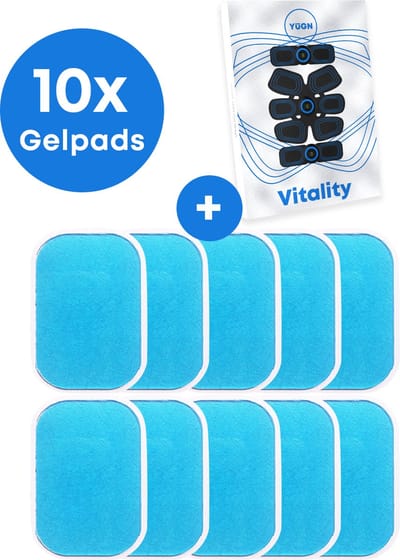 YUGN EMS Gel Pads – 10 Vervangende Contactgel Pads (5 Vervangingssets) – Geschikt voor YUGN Vitality EMS Buikspiertrainer – Blauw