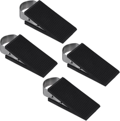 deurwig set van 4 - rubber en rvs - antislip - 3 x 5 x 12,5 cm - zwart-zilver