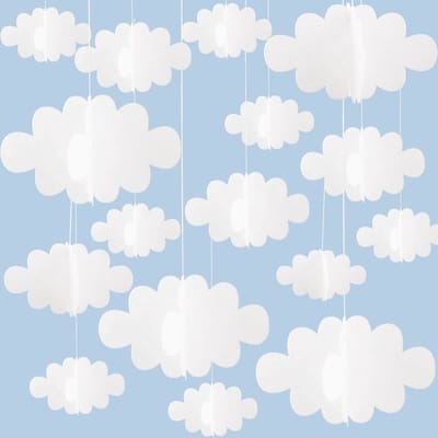 Dailygoods- Wolk Decoraties 16 Stuks - Kunstmatige Plafond/Muur Decoraties - Nep Ornamenten voor Kinderkamer/Baby Douche - DIY Kleuren - Premium Viltmateriaal - Hangdecoratie