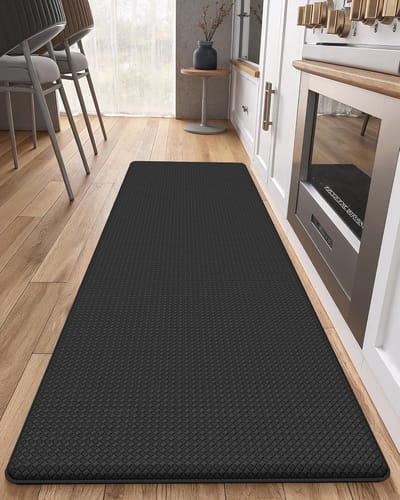 Famanu – Keukenmat 60 x 240 cm robuuste anti vermoeidheid staande mat keukentapijt waterdicht antislip oliebestendig voor sta bureau keukenvloer kantoor zwart