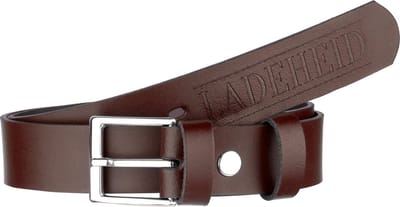 Ladeheid Kinderriem – Riem - Jongens - Broekriem - Verstelbaar - Leer – Bruin/Logo-2 – 55 cm LA-EL-KIDS