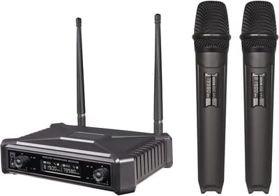 Draadloos Microfoonsysteem met 2 Handheld Microfoons en Ontvanger voor Optredens en Presentaties