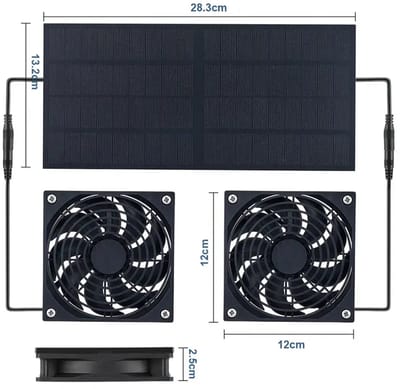 UniEgg® 20W Luxe Zonnepaneel Ventilator Set | Multifunctioneel | Dubbele Ventilatie voor Dierenhok, Veranda, Tuinkas, Tuinhuis, Schuur, Camper en veel meer | Energiezuinig, Stil & Gezonde Luchtcirculatie tegen Hitte en Geur