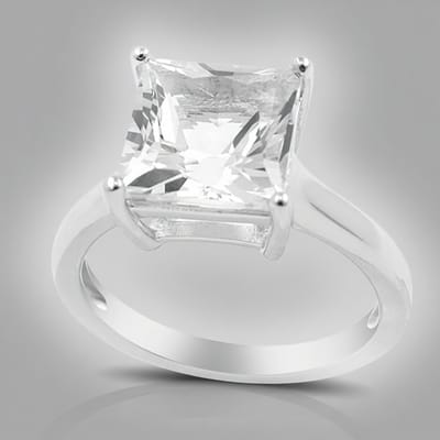 Cavill - Zilveren ring 925 Sterling met 3,33 ct Mexicaanse Danburiet - Prinsessenslijpsel - Moderne vierkante edelsteen