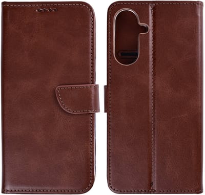 Rixus Bookcase For Samsung Galaxy S26 Plus Brown